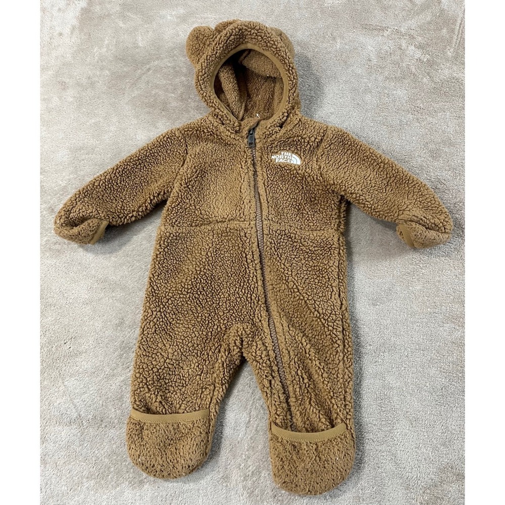 The North Face Baby Campshire 0ne Piece size 0-3M Brown Cute Soft EUC